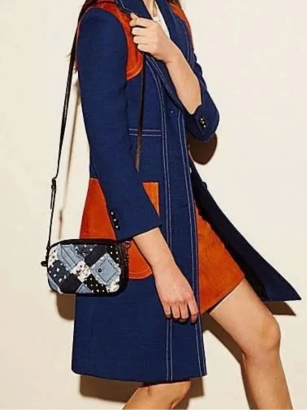 Coach Crossbody Clutch Bag in Canyon Quilt Denim Patchwork Leather